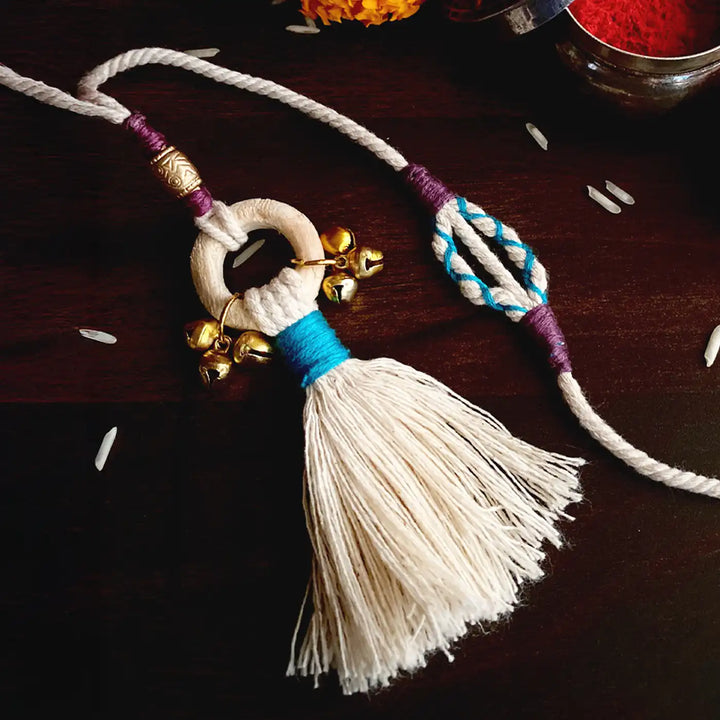Handmade Ecofriendly Raksha Sutra Bhaiya Bhabhi Rakhi With Roli Chawal | Set Of 2