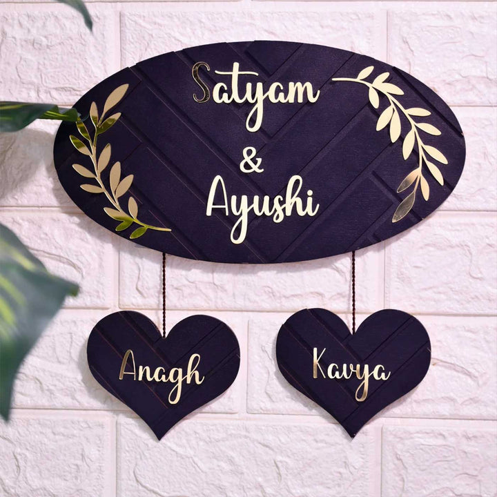 Personalized Elegant Oval Shaped Mdf Wood Name Plate