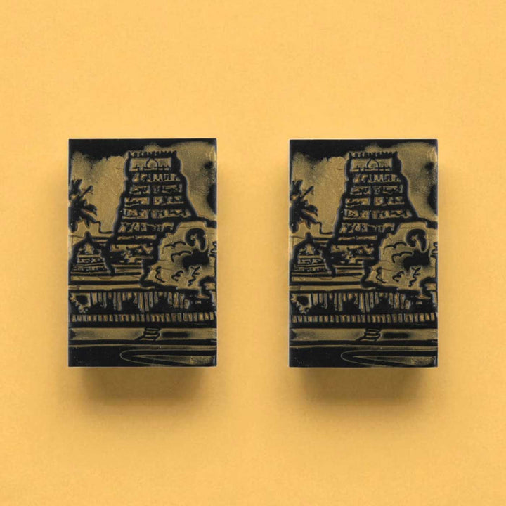 Handmade Polymer Clay Mylapore Kapaleeshwarar Temple Design Earrings