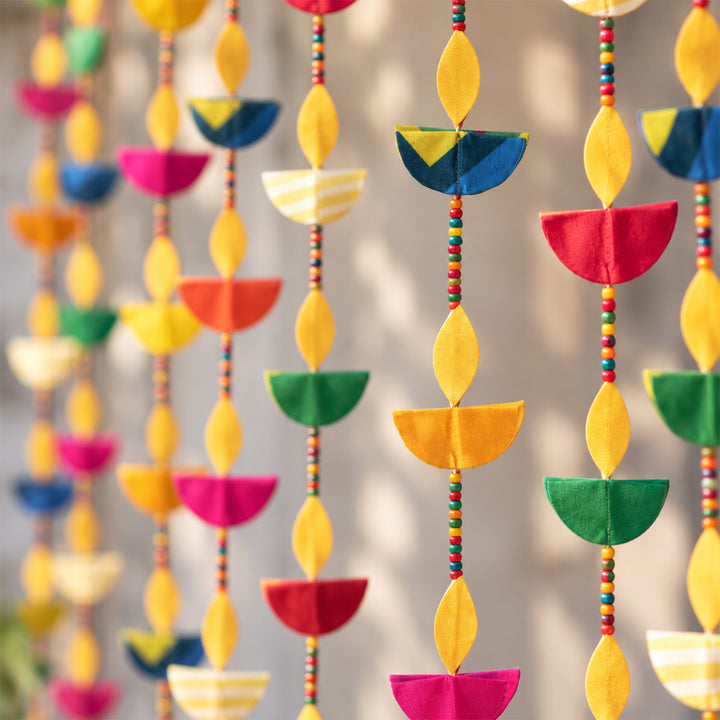 Upcycled Fabric Diya Festive Hangings