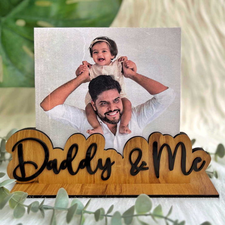 Photo Personalized Laser Cut "Daddy & Me" Wooden Decorative Plaque For Fathers