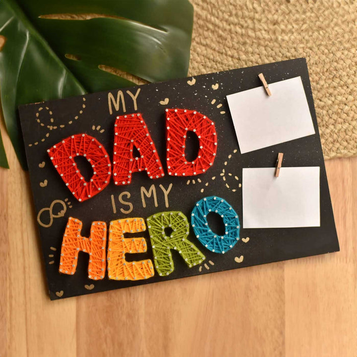 Handmade String Art "Dad Is My Hero" MDF Decorative Plaque For Fathers