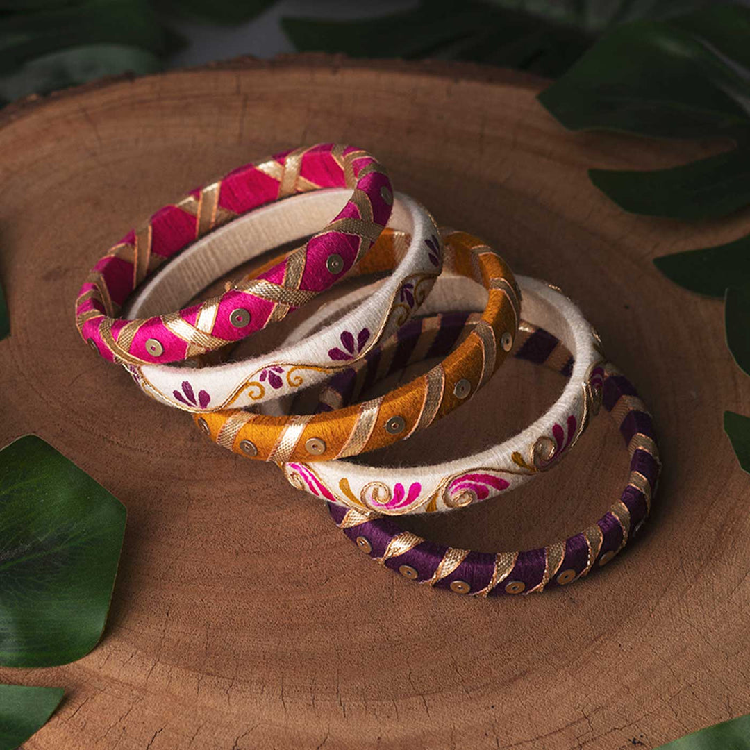 Multicolor Handcrafted Elegant Gotta Patti Bangles | Set of 5