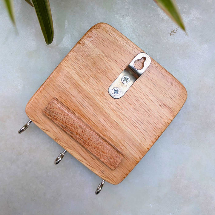 Engraved Hand-Painted Elephant Rubber Wood Wall Key Holder