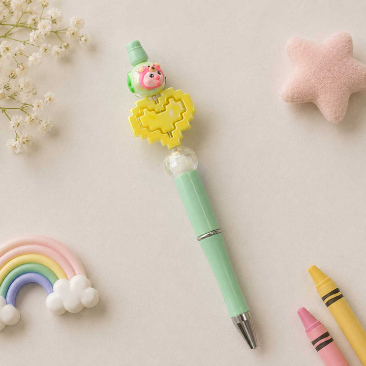 Cute Character "Yellow Heart" Topper Pen For Kids