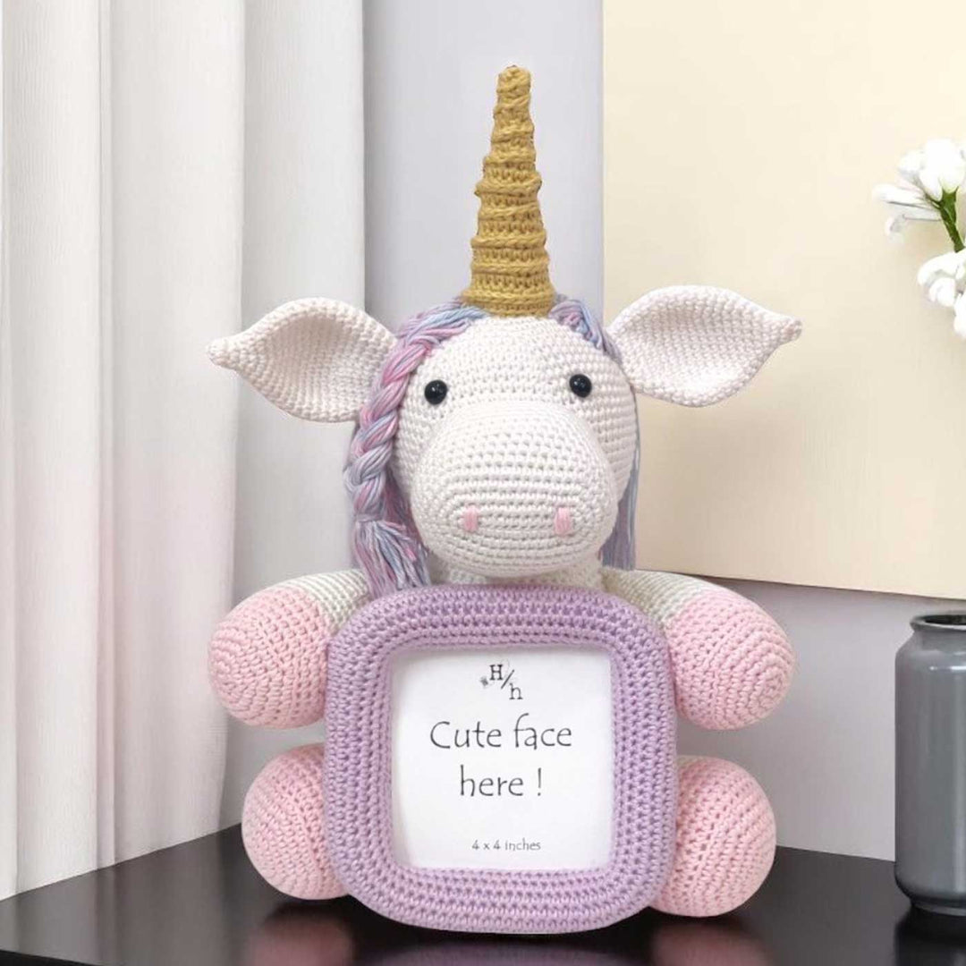 Handmade Crochet Unicorn Photo Frame for Kids