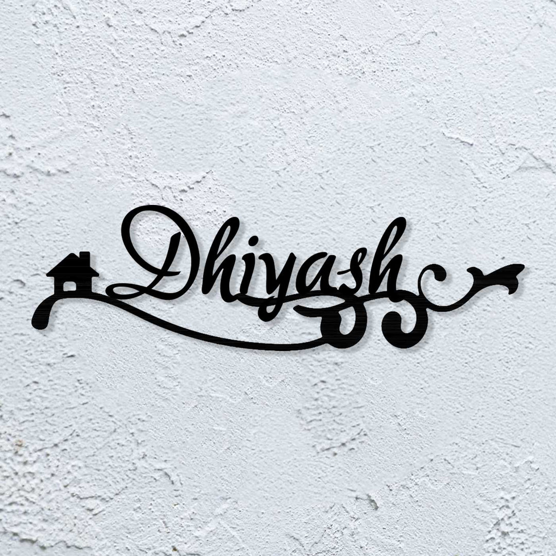 Personalized Laser Cut Wavy Design Steel Name Plate