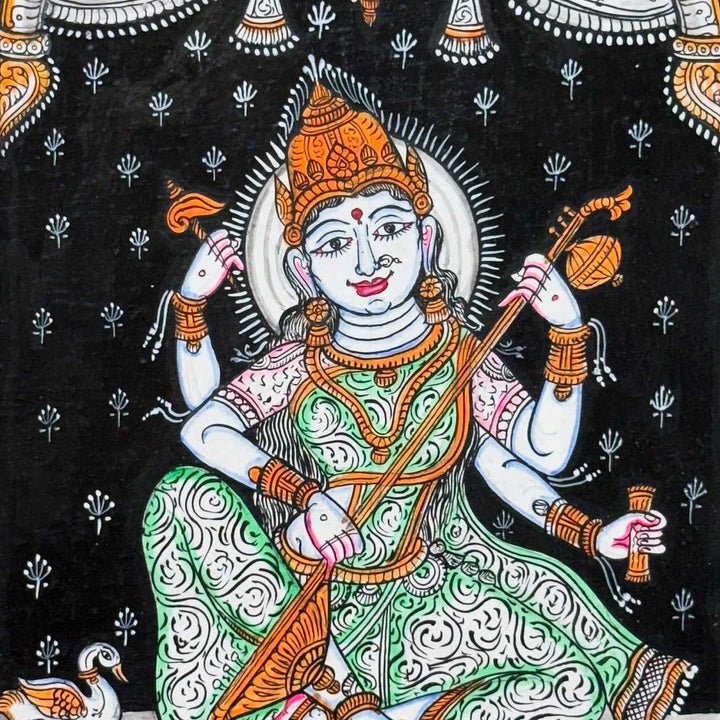 19 X 13 Inch | Handmade Canvas Saraswathi Painting
