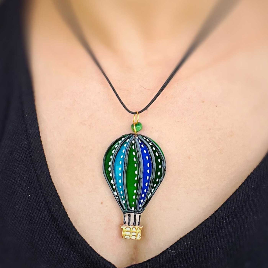 Handmade Laser Cut Hotair Balloon Acrylic Necklace