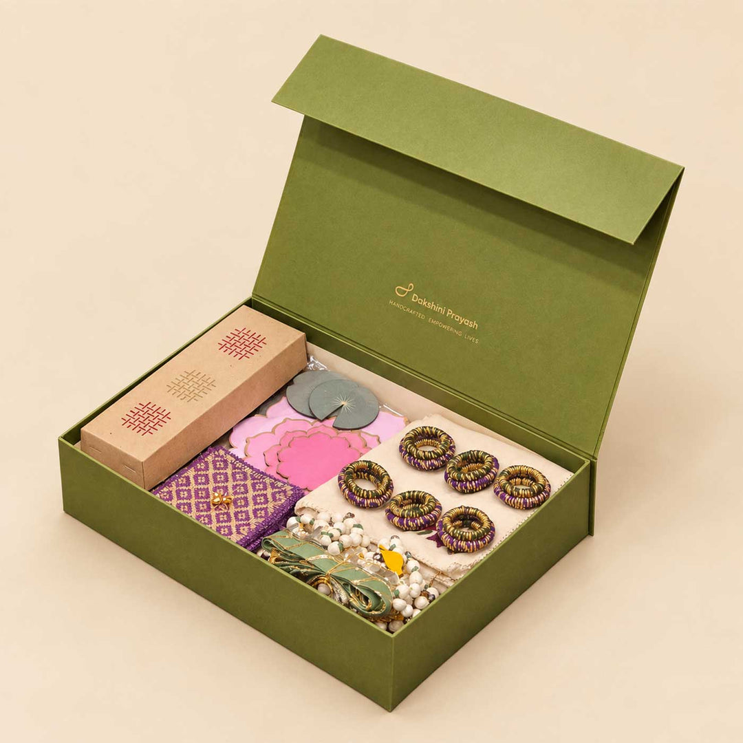 Purple Phulkari Diwali Table And Home Décor Large Gift Hamper For Festive Gifting