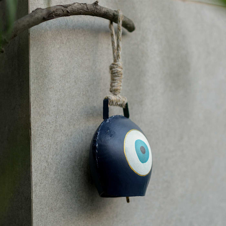 Handmade Evil Eye Cowbell Hamper | Includes Cow Bell Hanging, Seed Card And Outer Box