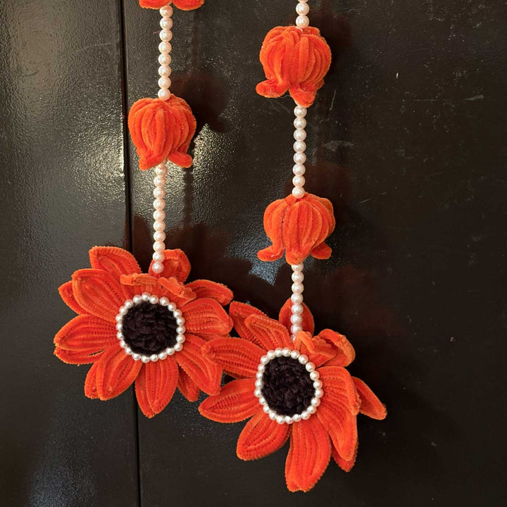 Handmade Sunflower Pipe Cleaner Hanging with Pearl Strings