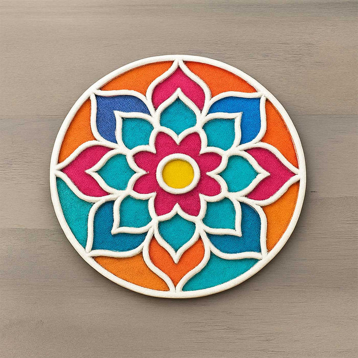 12 Inch | Floral MDF Wood Reusable Rangoli Stencil