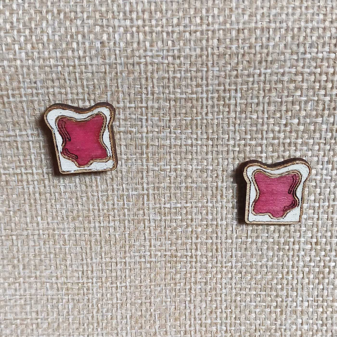 Handmade Bread & Jam Wooden Earrings