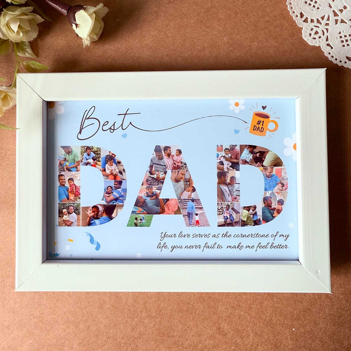 Photo Personalized "Best Dad" Wooden Framed Decorative Plaque For Fathers