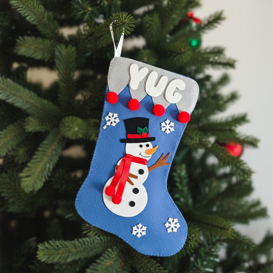 Personalized Snowman Theme Felt Stocking For Christmas Decoration