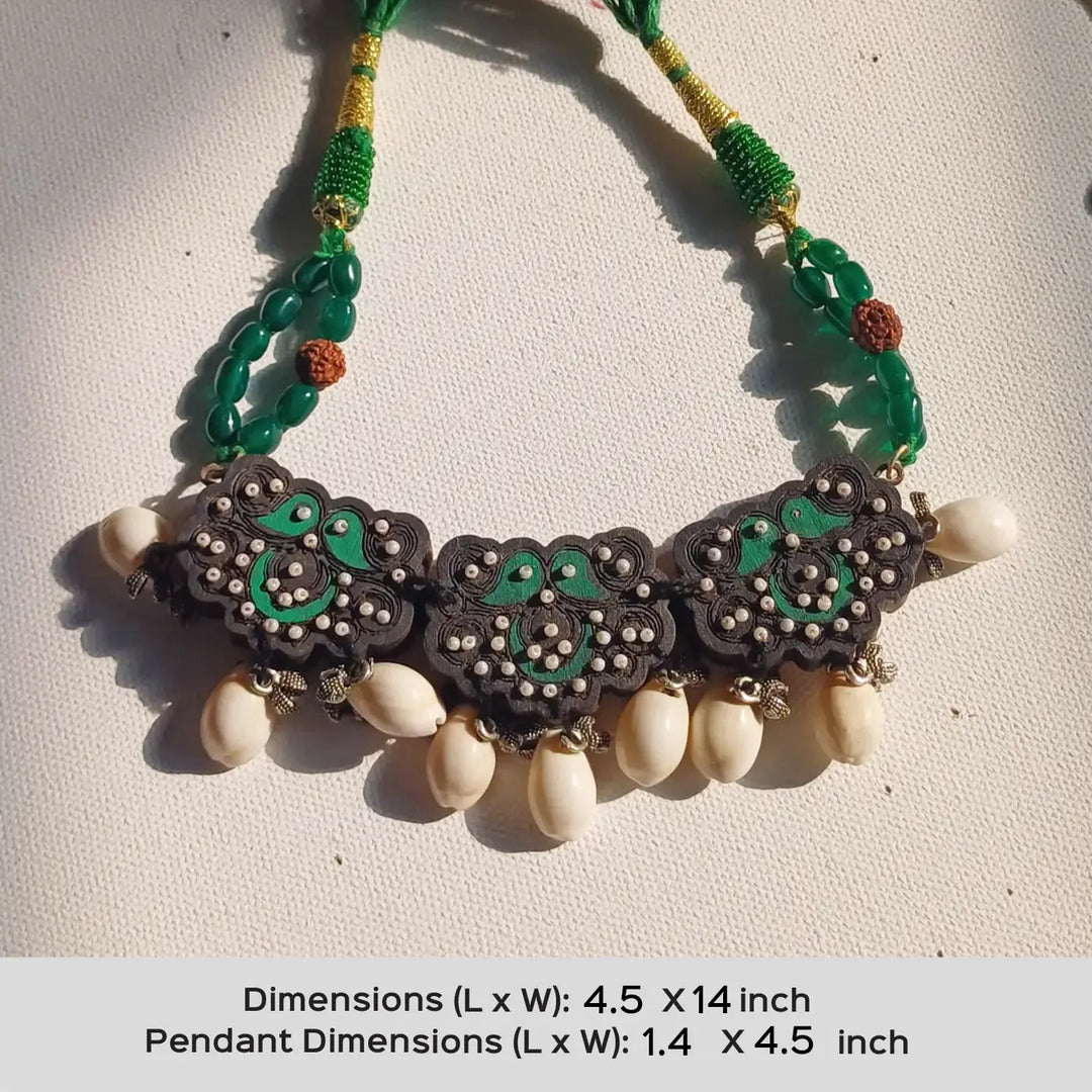 Handmade Black & Green Kodi Wooden Necklace