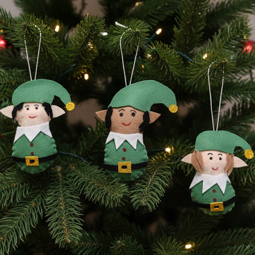 3 Pc | Handmade Elves Felt Ornaments For Christmas Tree Decoration