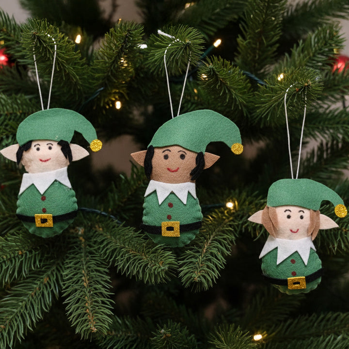 3 Pc | Handmade Elves Felt Ornaments For Christmas Tree Decoration