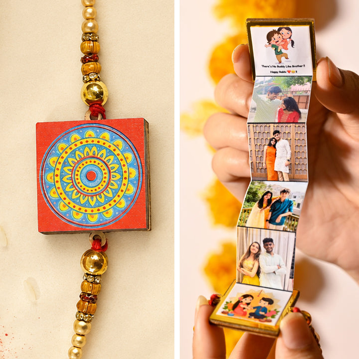 Personalized Handmade Wooden Pop-Up Photo Rakhi With Roli Chawal for Bhaiya