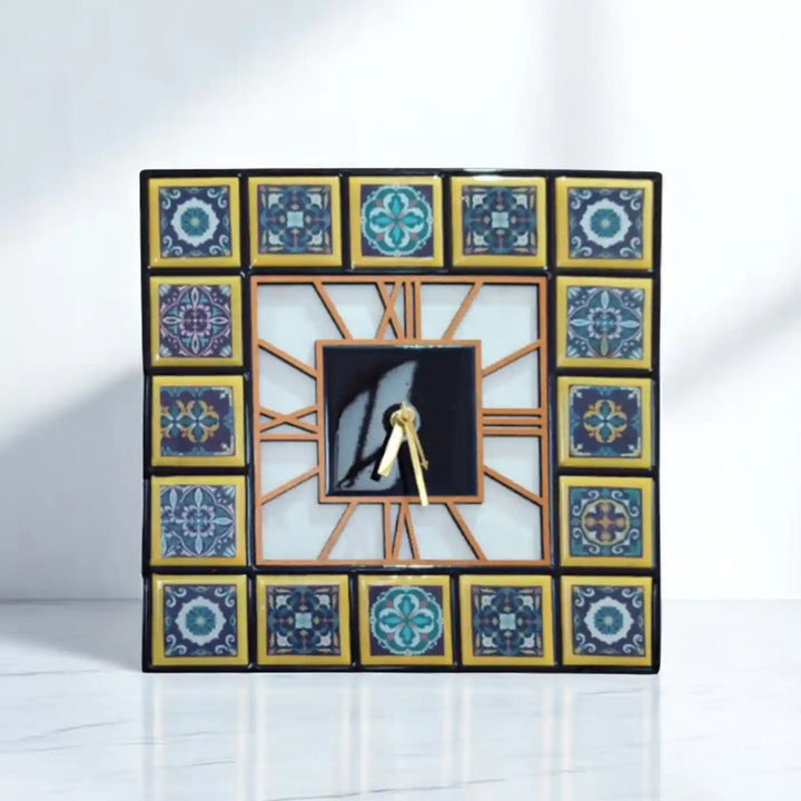 Handmade Square Moroccan Theme Resin Wall Clock