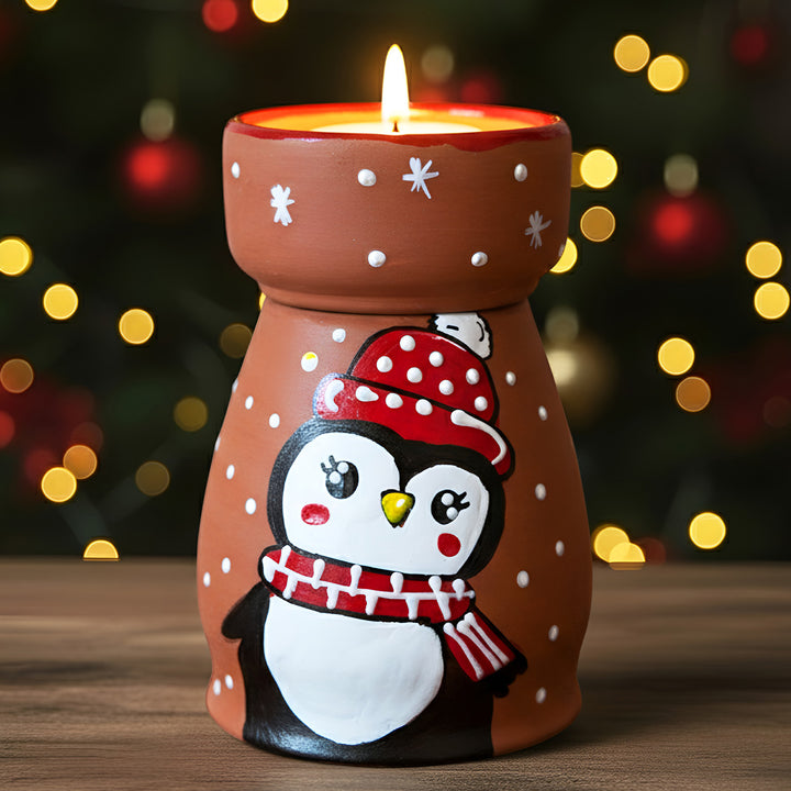 Hand-Painted Penguin Tealight Holder For Christmas Decoration