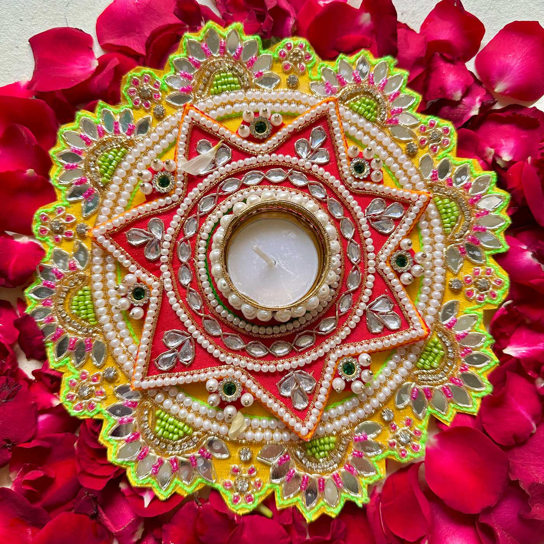 Handmade Decorative Red Star Rangoli