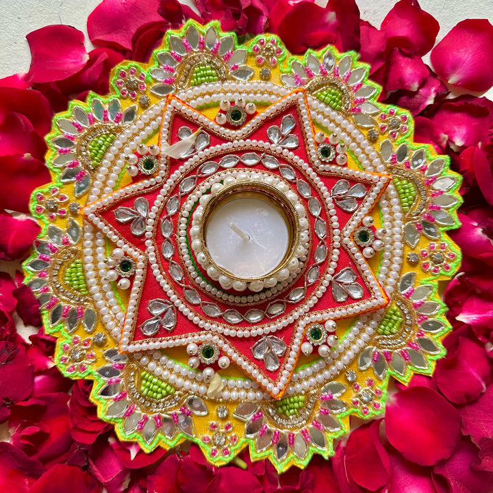 Handmade Decorative Red Star Rangoli