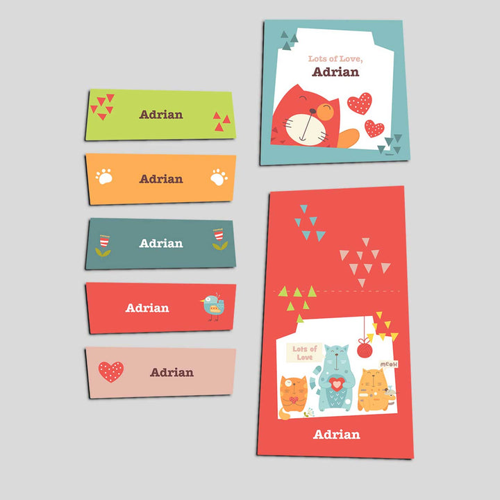 Personalized Kitty Cat Theme Sticker Sheet | 40 Stickers