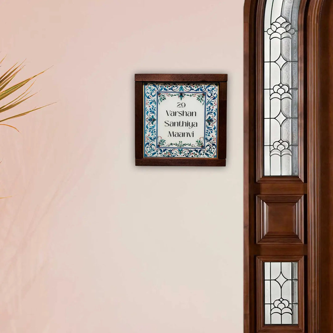Personalized Blue & White Vintage Resin Name Plate
