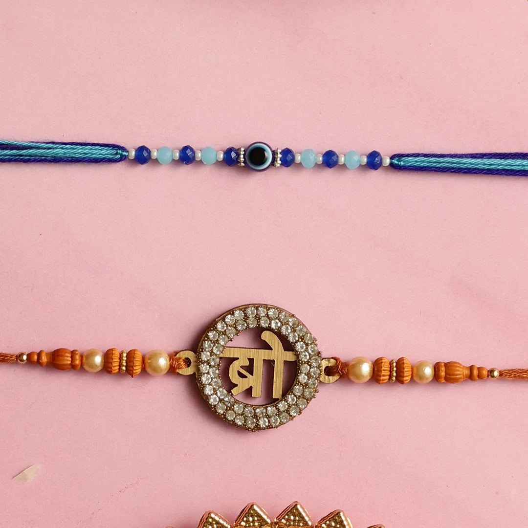 Handmade "Bro" & Evil Eye Kids Rakhi With Roli Chawal | Set Of 2