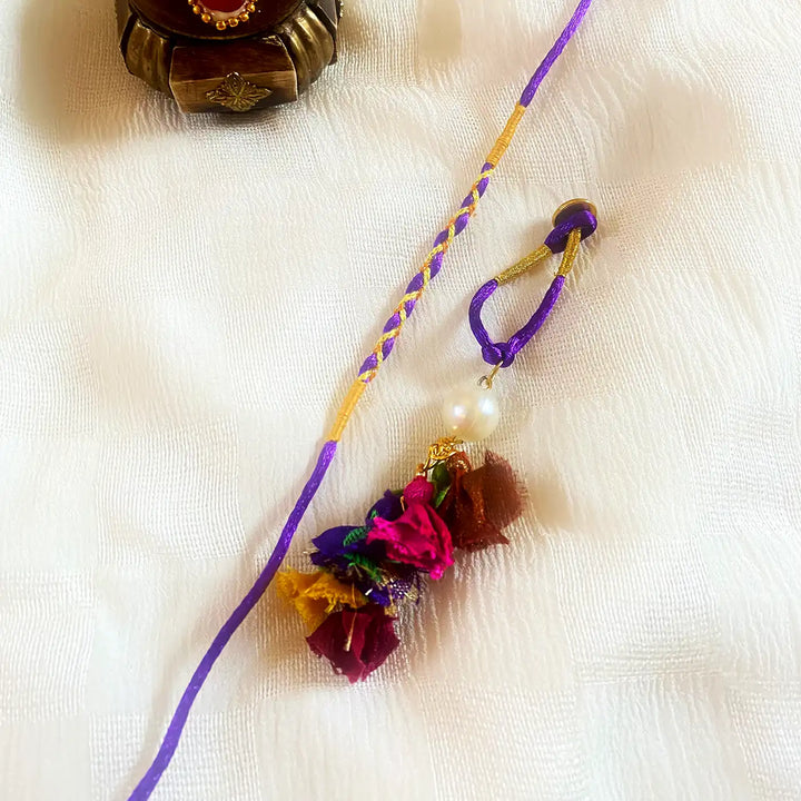 Handmade Ecofriendly Braided Multicolour Bhaiya Bhabhi Rakhi With Roli Chawal | Set Of 2