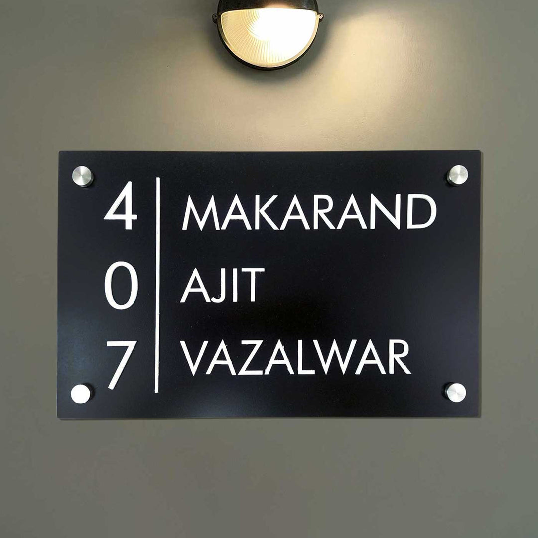 Personalized Rectangle Minimalist Black Acrylic Name Plate