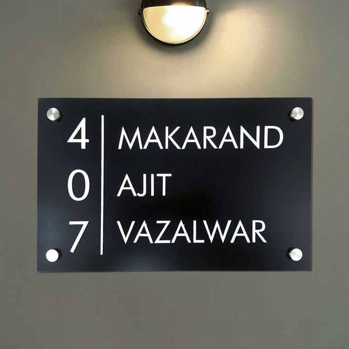 Personalized Rectangle Minimalist Black Acrylic Name Plate