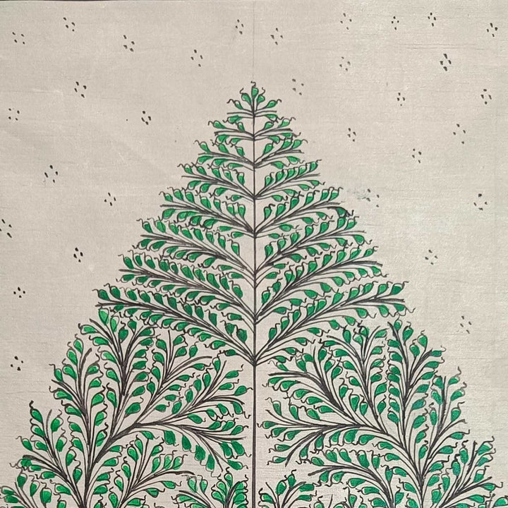 11 X 19 Inch | Handmade Tussar Silk Tree Of Life Painting