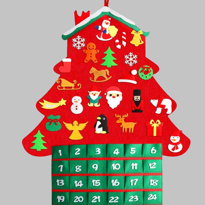36 Inch Cottage Advent Calendar With 25 Ornaments Felt DIY Decor