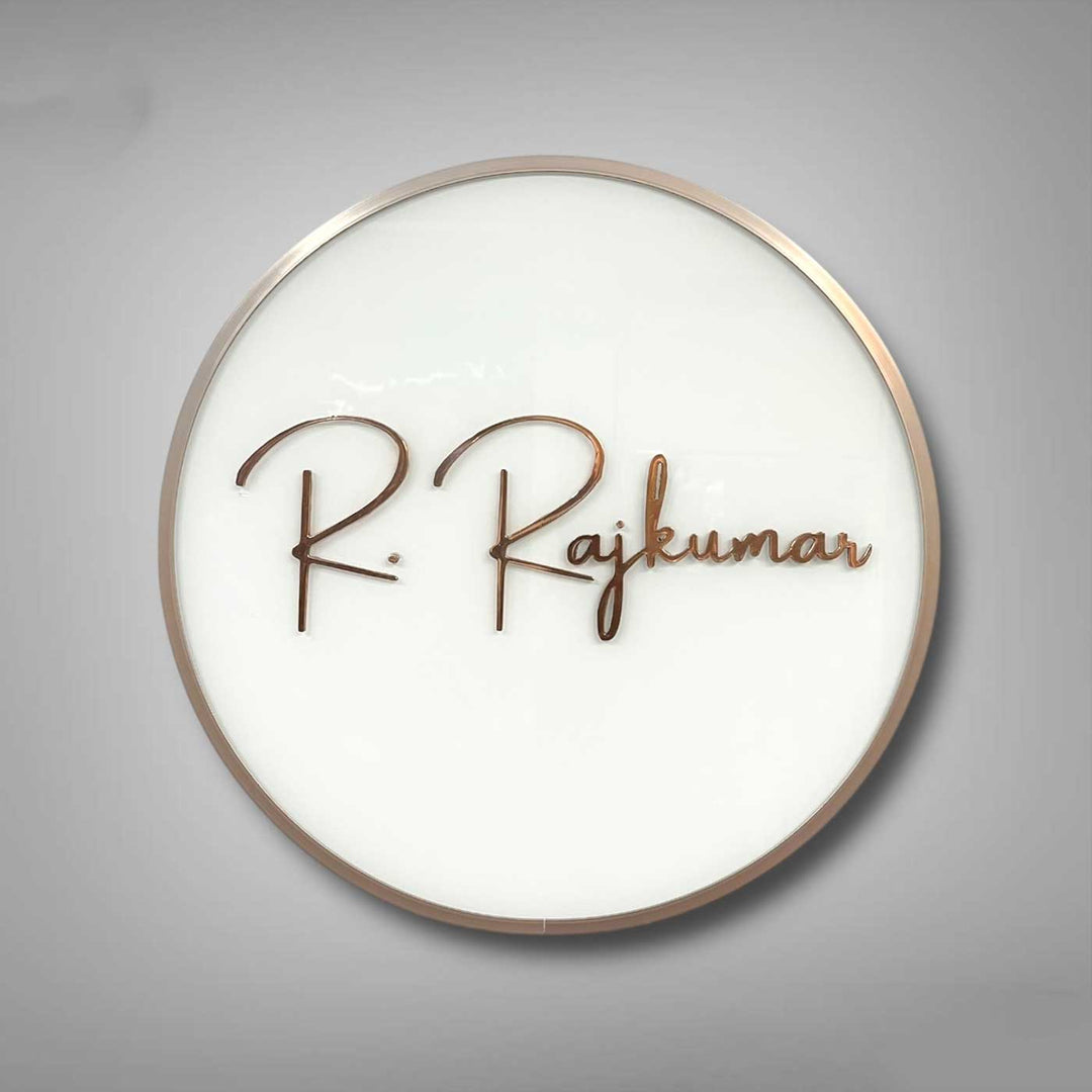 Personalized Engraved Round White Copper Stainless Steel Name Plate