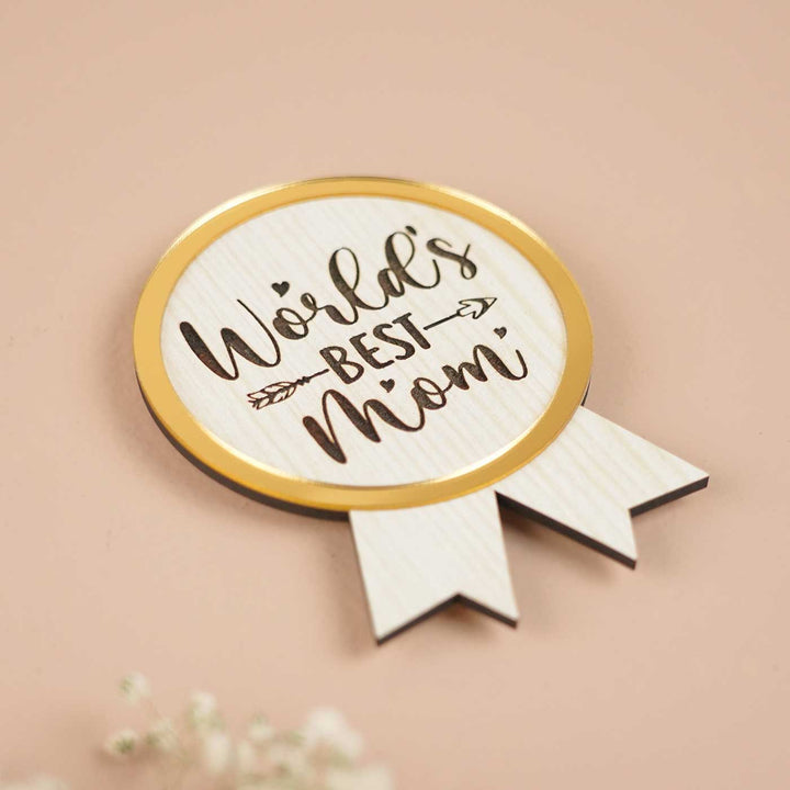 Engraved "World's Best Mom" MDF Wood Fridge Magnet For Mothers