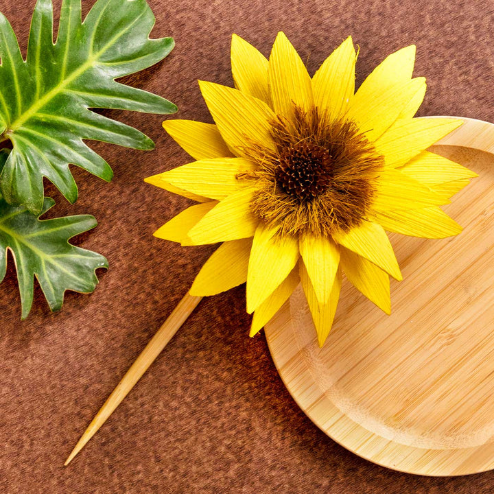 Handmade Sunflower Design Bamboo Bunstick