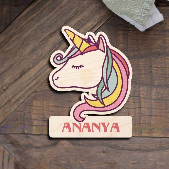 Personalized Printed Unicorn Theme Wooden Fridge Magnet