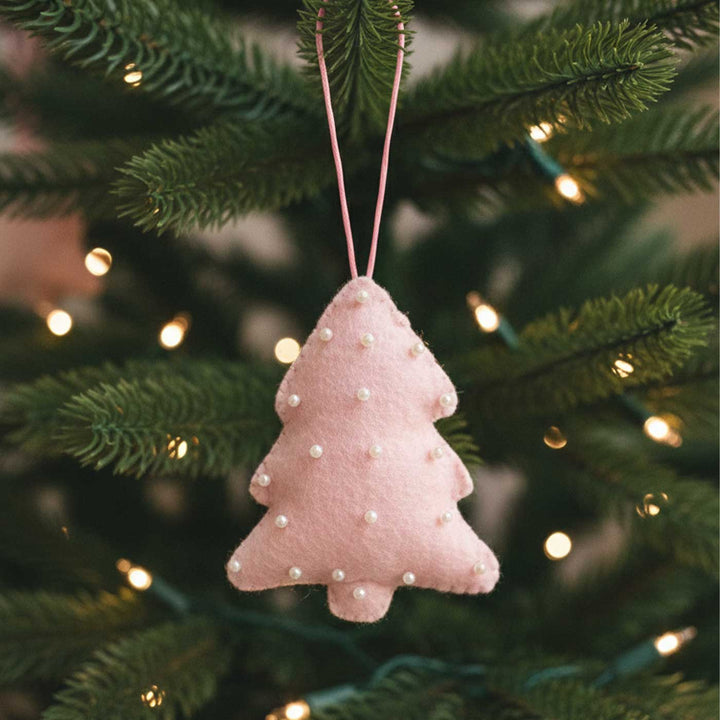 Handmade Felt Tree Shape Sequin Christmas Ornaments