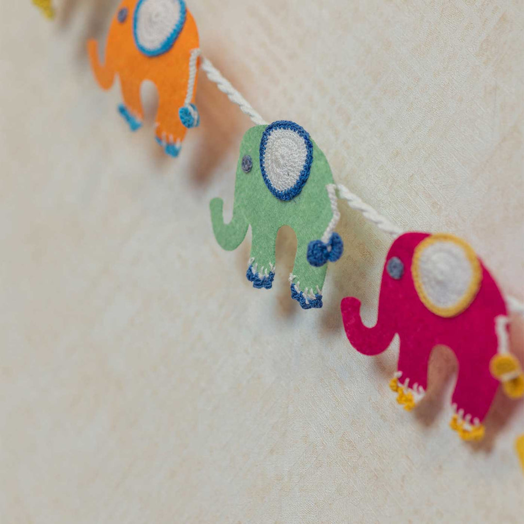 Handmade Crochet Elephant Trail Design Bunting