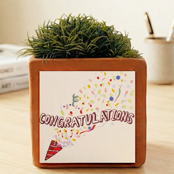 Congratulations Handpainted Terracottta Planter