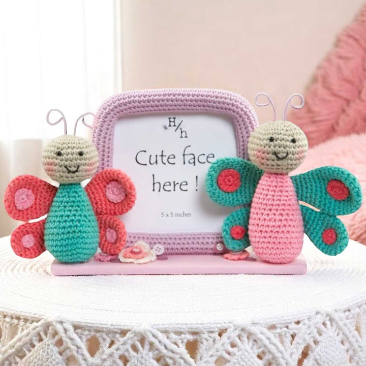 Handmade Crochet Butterfly Photo Frame for Kids