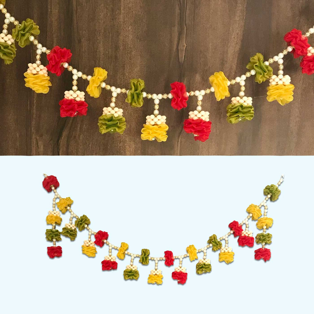 Handmade Decorative Multi-Color Tissue Flower Toran