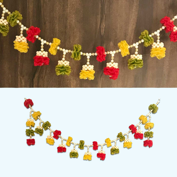 Handmade Decorative Multi-Color Tissue Flower Toran