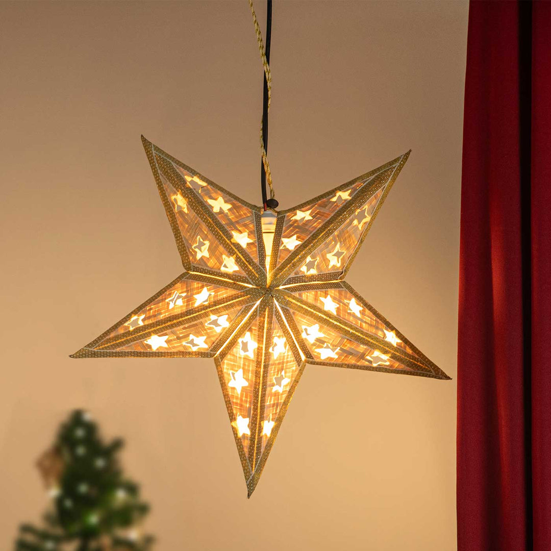 Foldable Handmade Bamboo Joy Natural Christmas Star
