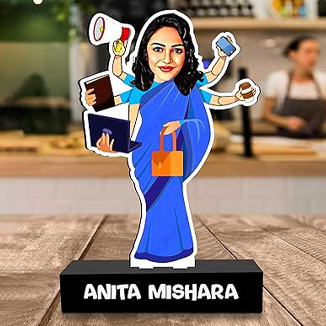 Photo Personalized Multitasker Theme MDF Wood Caricature Cutout For Mothers
