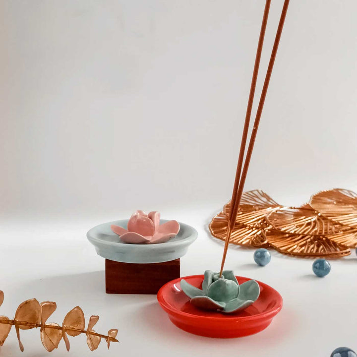 Handmade Rose Bliss Ceramic Incense Stick Holder