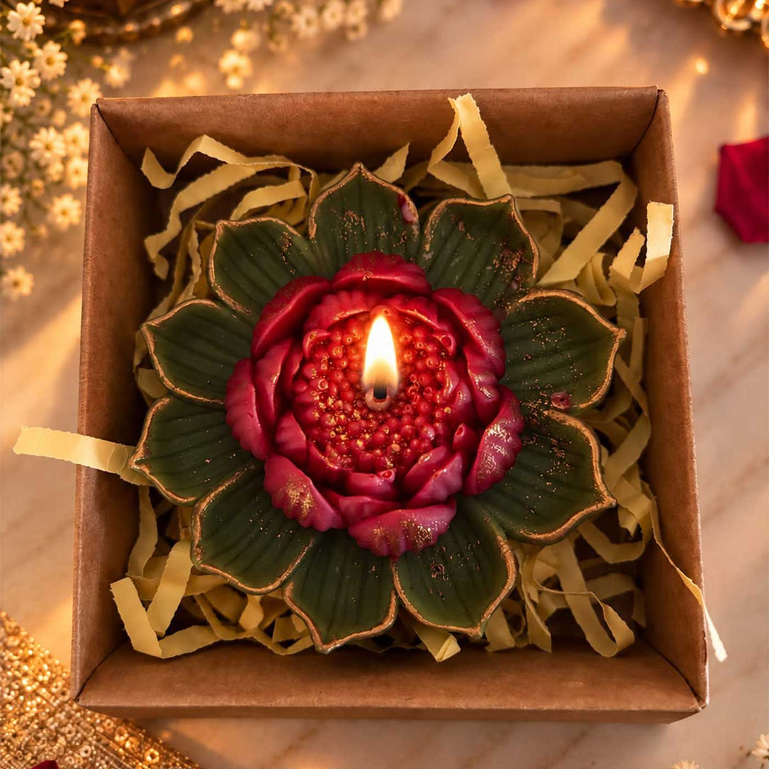 Handmade Lotus Flower Soy Wax Scented Candle For Festive Decor